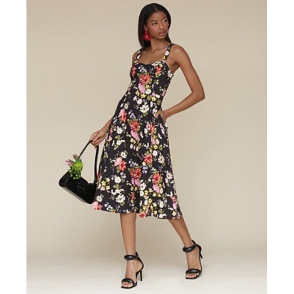 NWT Avec Les Filles Floral Midi Dress – Size 12 | Fit & Flare | Pockets